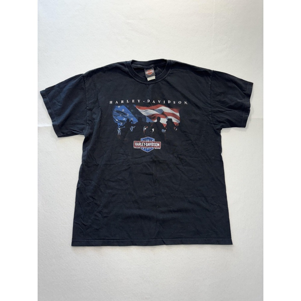 Vintage Harley-Davidson Shirt Mens XL Black Chunky River Meridian MS 2000s USA